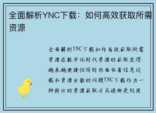全面解析YNC下载：如何高效获取所需资源